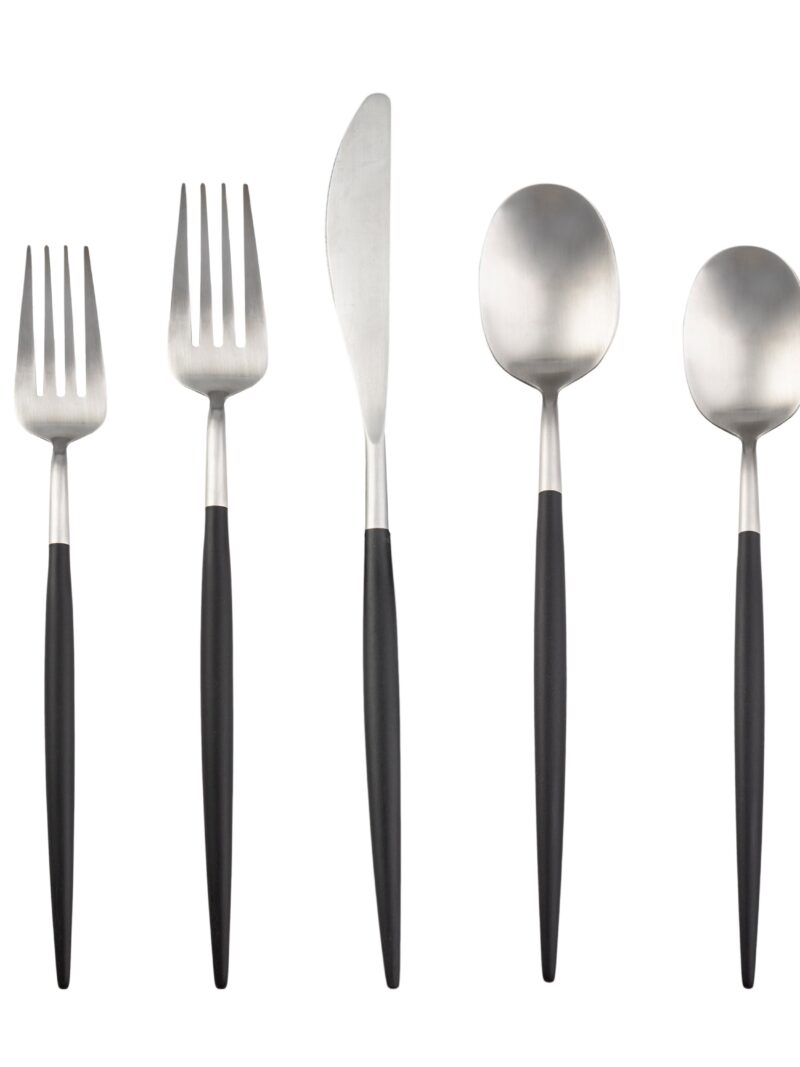 Evora Satin POM Black 20 Piece Flatware Set